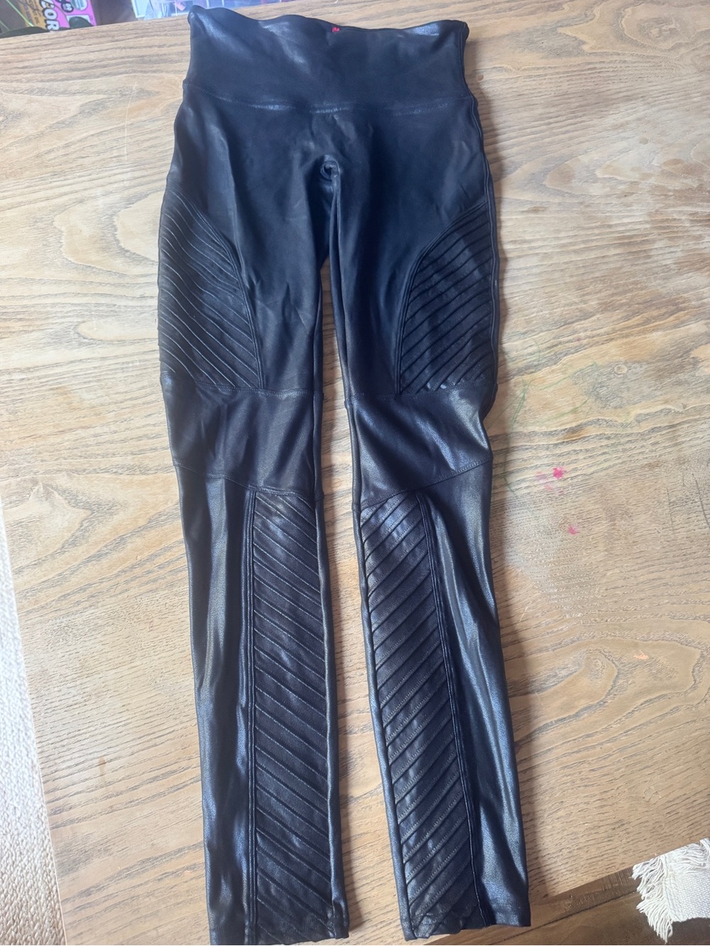 SPANX Black Faux-Leather Moto leather Size M